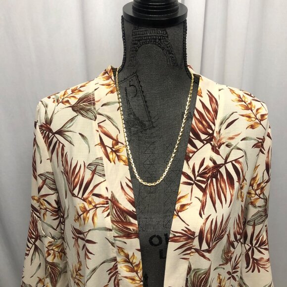 Gimmicks Floral Open Front Kimono Womens Size Small Crochet Back Cream Cardigan - Picture 2 of 8